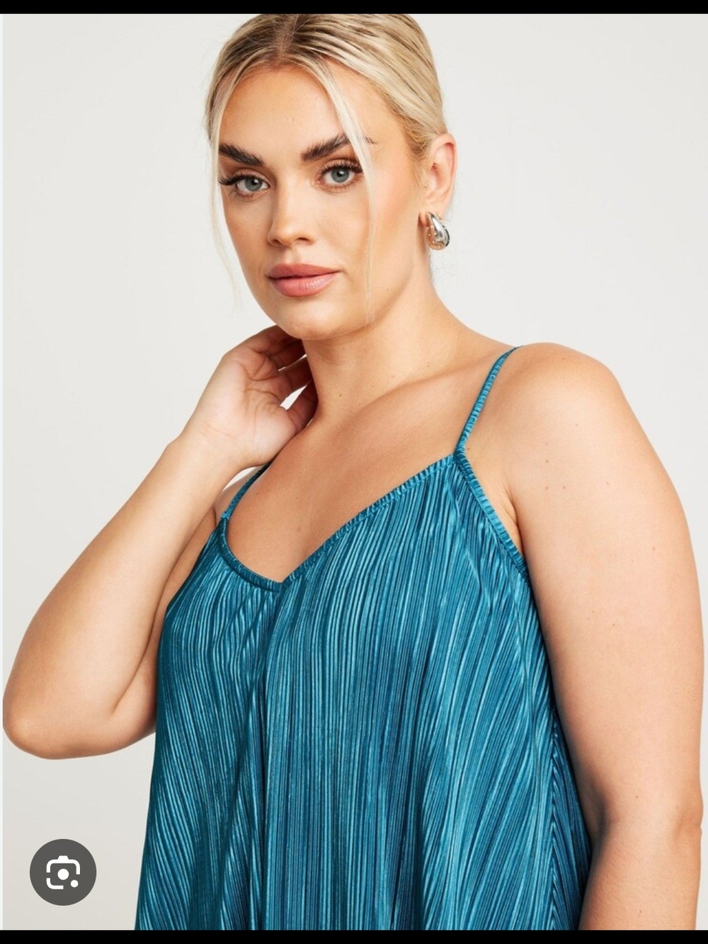 Maurices NWT Xl  Pleated Satin Cami Top - Teal Blue